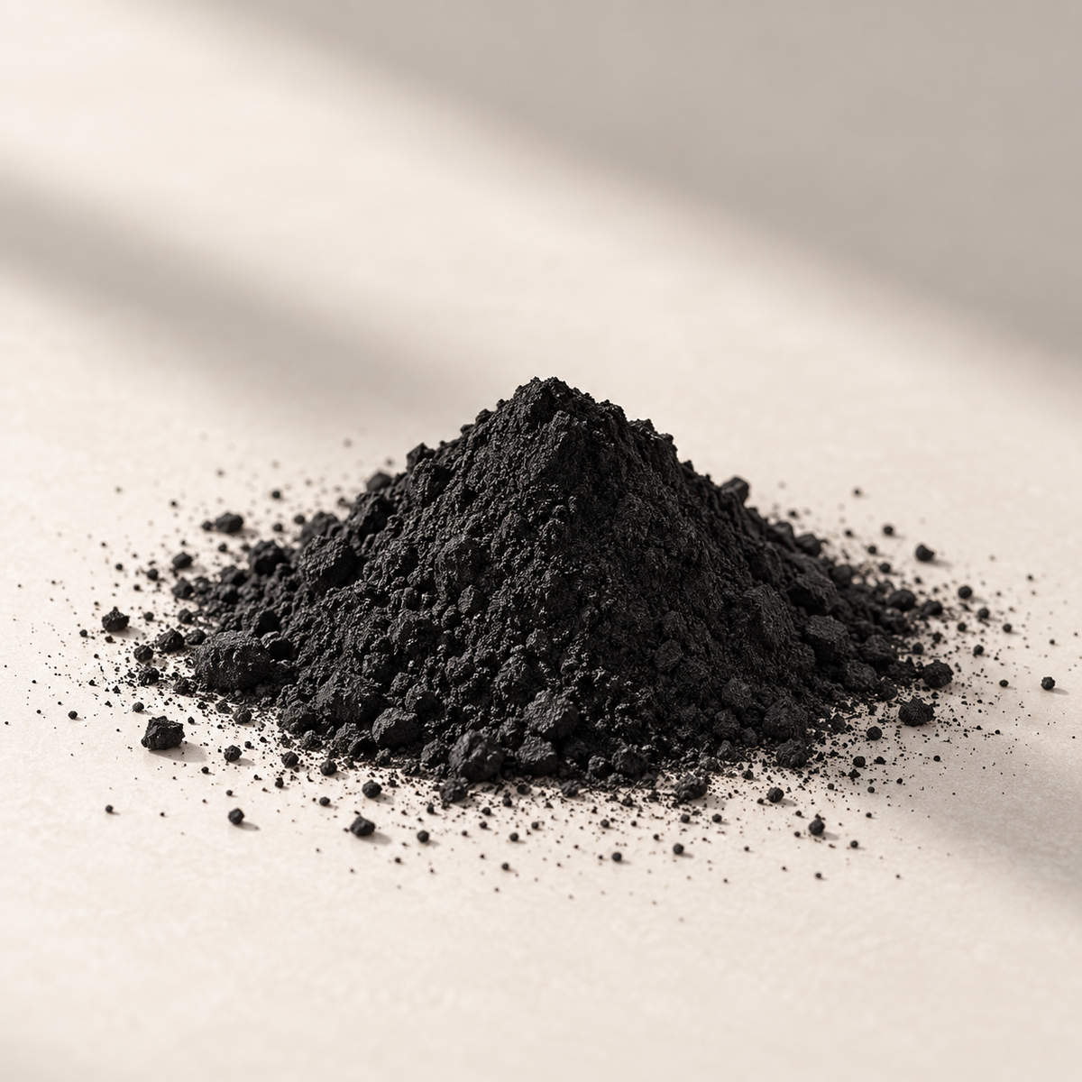 Activated charcoal tooth powder close-up